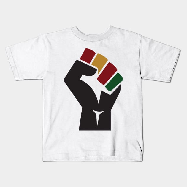 Black Power Fist - Black History Month Kids T-Shirt by blackartmattersshop